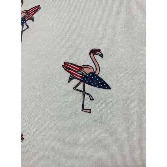 New Denim & Flower Woman's White Flamingo Surfboard Shirt American Flag USA  XL - Picture 7 of 10